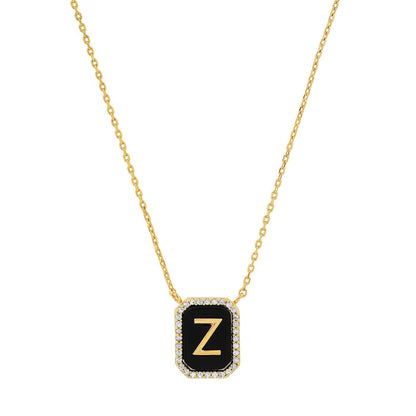 Onyx Monogram Pendant Necklace