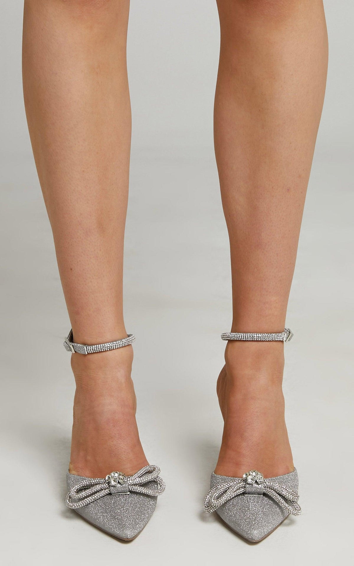 Valery Diamante Heels - Silver Glitter